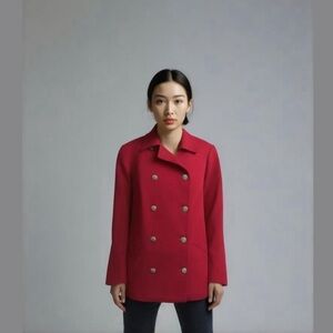 The Limited 100% Wool Red Blazer Jacket Button Up Double Breasted